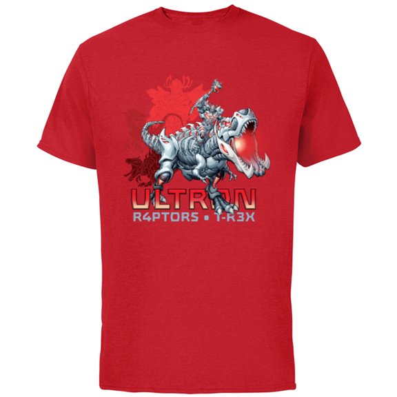 Marvel Mech Strike: Mechasaurs Avengers Ultron R4PTORS T-R3X - Short Sleeve Cotton T-Shirt for Adults - Customized-Red