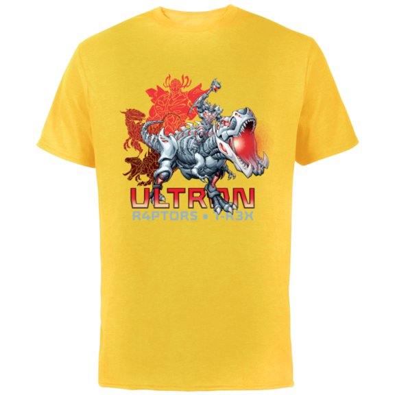 Marvel Mech Strike: Mechasaurs Avengers Ultron R4PTORS T-R3X - Short Sleeve Cotton T-Shirt for Adults - Customized-Yellow