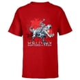 thumbnail image 1 of Marvel Mech Strike: Mechasaurs Avengers Ultron R4PTORS T-R3X - Short Sleeve T-Shirt for Kids - Customized-Red, 1 of 5
