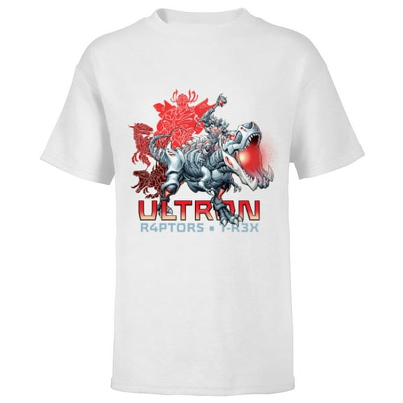 Marvel Mech Strike: Mechasaurs Avengers Ultron R4PTORS T-R3X - Short Sleeve T-Shirt for Kids - Customized-White