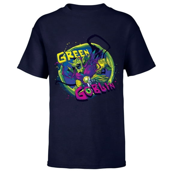Marvel Mech Strike: Monster Hunters Green Goblin - Short Sleeve T-Shirt for Kids - Customized-Navy