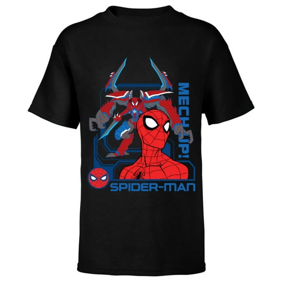 Marvel Mech Strike: Monster Hunters Spider-Man Mech Up - Short Sleeve T-Shirt for Kids - Customized-Black