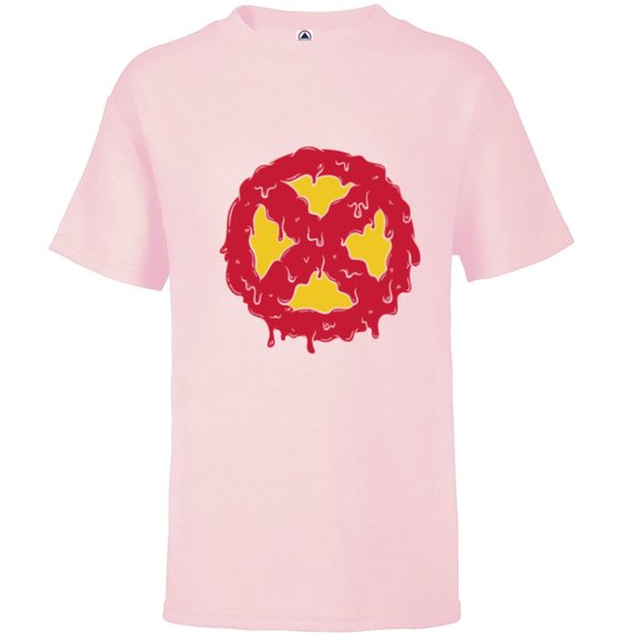 Marvel Melting X-Men Logo Paint Drip - Short Sleeve T-Shirt for Kids - Customized-Soft Pink
