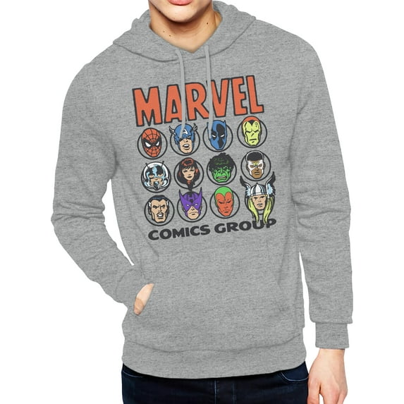 Marvel, Men's Apparel Graphic Hoodie Sweatshirt, Comic Heads, Sizes S-3XL