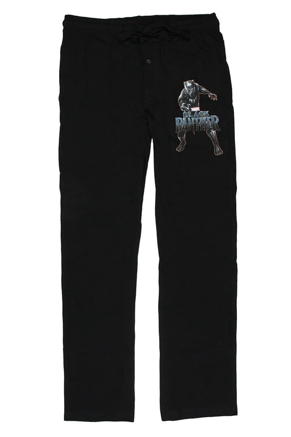 Marvel Men's Black Panther Pose and Movie Logo Sleep Lounge Pajama Pants (X-Large)