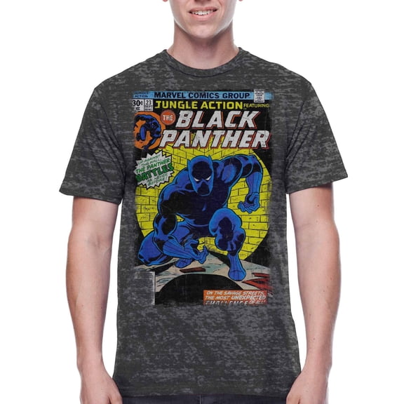 Marvel Men's Black Panther jungle action cover graphic tee