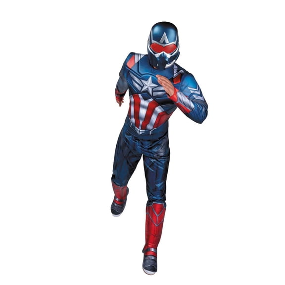Marvel Men's Captain America Brave New World Halloween Costume Jumpsuit 2pc - Red X Large