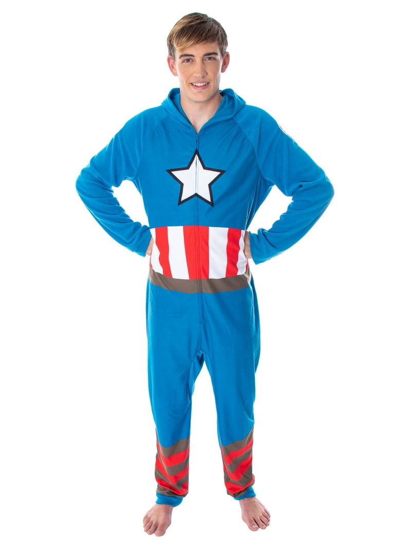 Marvel Men's Captain America Classic Cap Costume Pajama Union Suit