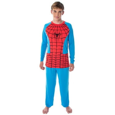 Marvel Men's Classic Spider-Man Costume Raglan Top And Pants Pajama Set