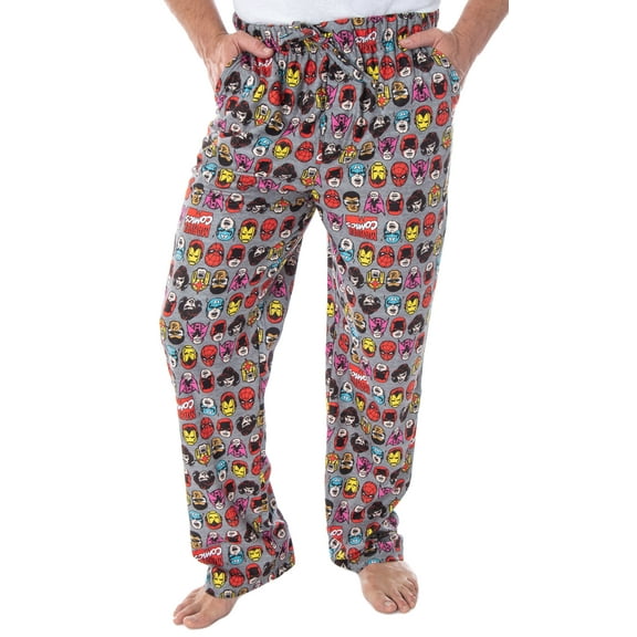 Marvel Men's Vintage Comic Character Faces Adult Sleep Lounge Pajama Pants
