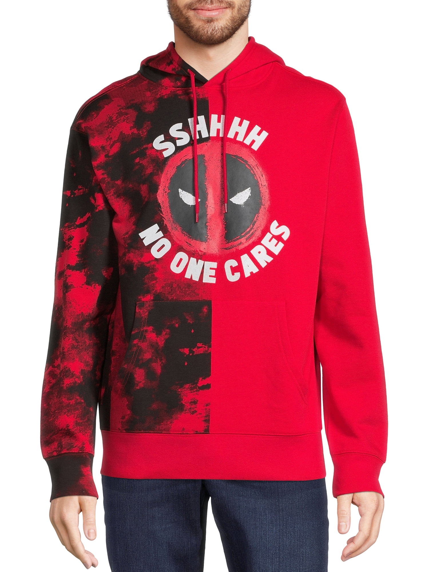 Marvel Men's Washed Deadpool No One Cares Graphic Pullover Hoodie with Long  Sleeves, Sizes S-3X