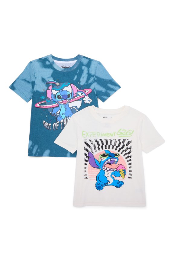 Stitch Boys Graphic Short Sleeve T-Shirt, 2-Pack, Sizes 4-20