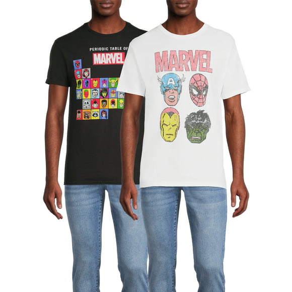 Marvel Men's and Big Men's Avengers Graphic Tees, 2- Pack