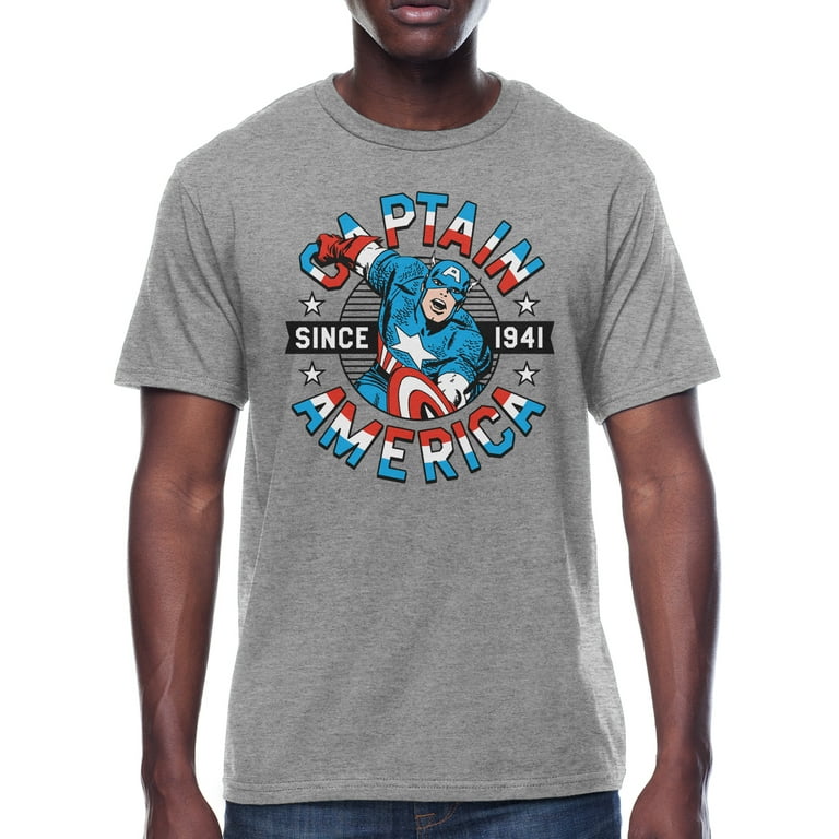 Marvel Captain America Men s Big Men s Americana Captain America Shield Graphic Crew Neck Patriotic T Shirt Since Forty One Sizes S 3XL