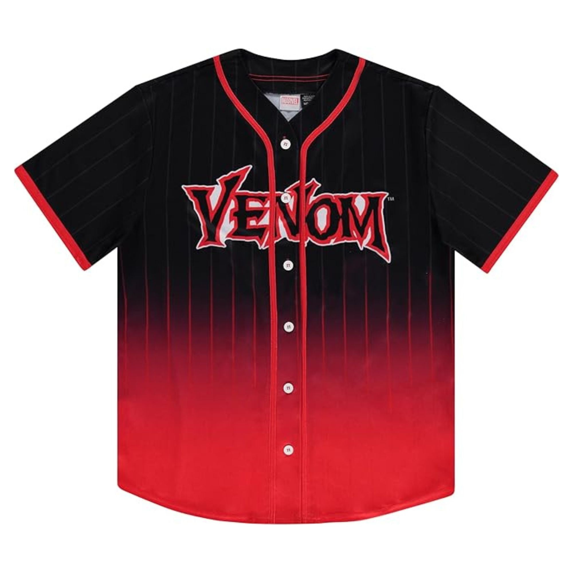 Marvel Mens Baseball Jersey Classic Venom Baseball Shirt Black Red M