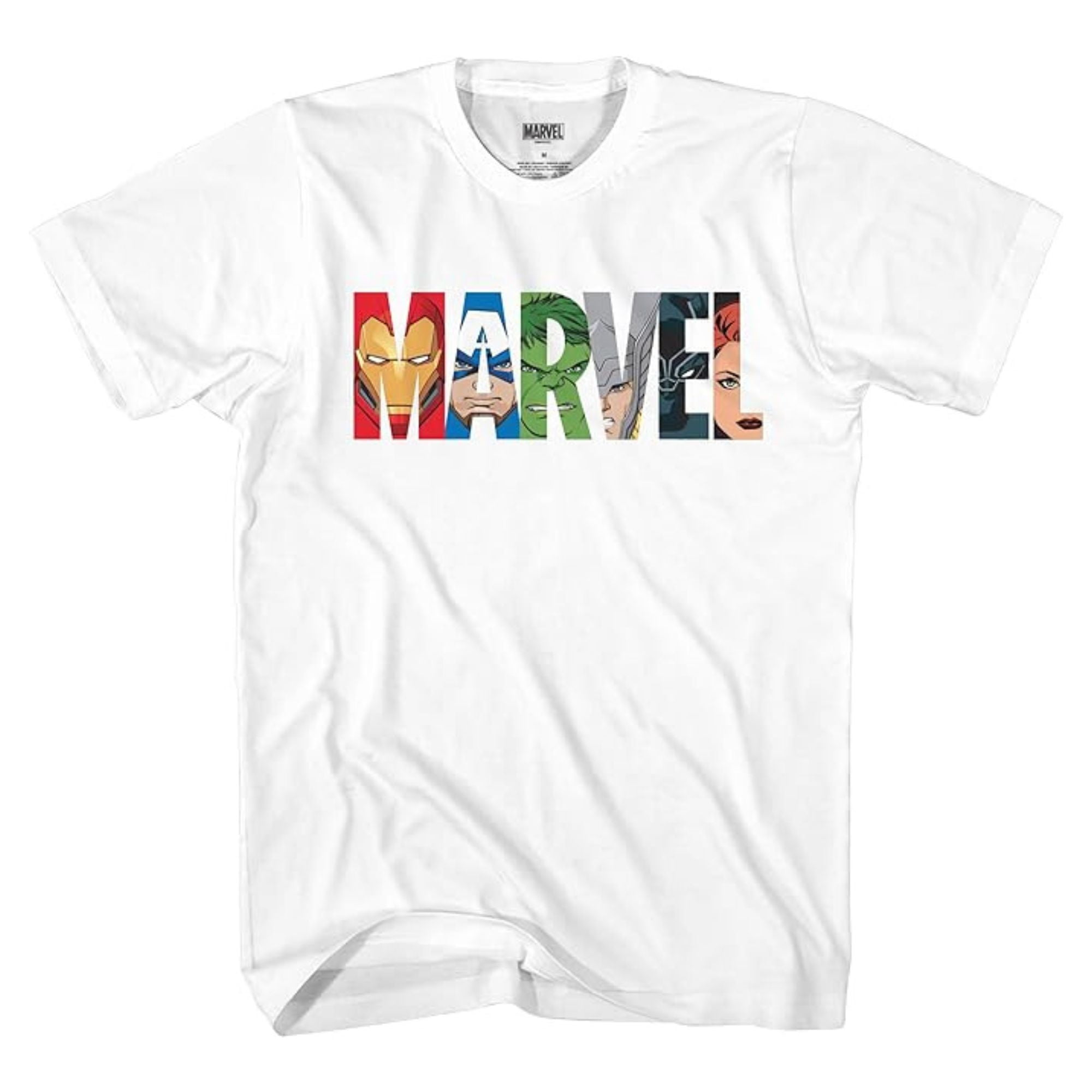 Marvel Mens Comics Shirt, Printed Marvel Group Logo T-shirt White – M