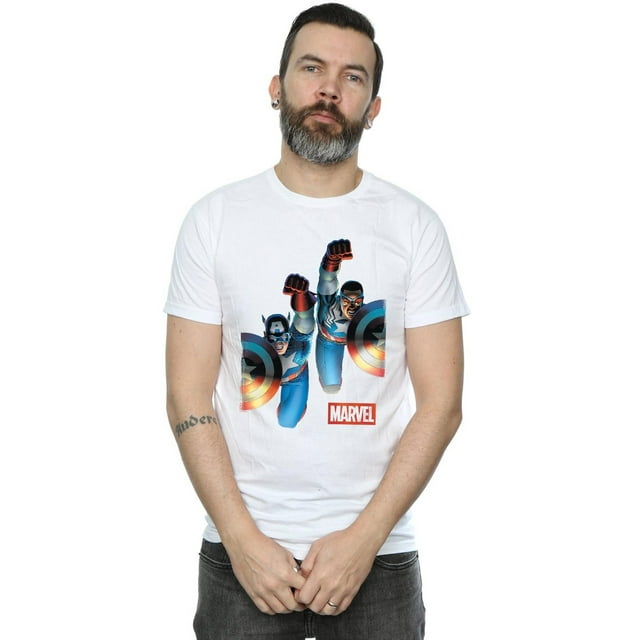 Marvel Mens Falcon And Captain America Side By Side T-Shirt - Walmart.com