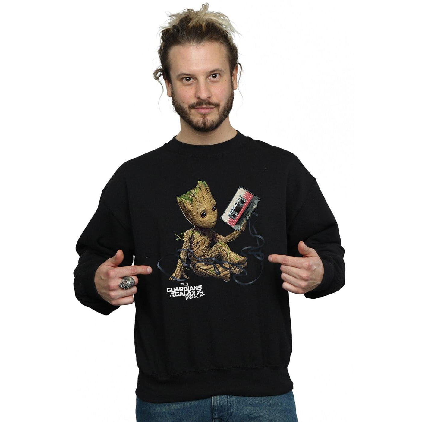 Marvel Mens Guardians Of The Galaxy Groot Tape Sweatshirt