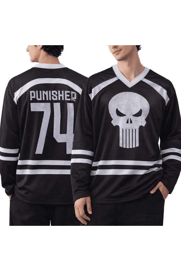 Mens Hockey Jersey - Spider-Man Mickey Mouse Punisher Long Sleeve Mesh Hockey Jerseys for Men