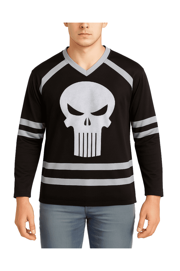 Mens Hockey Jersey - Spider-Man Mickey Mouse Punisher Long Sleeve Mesh Hockey Jerseys for Men