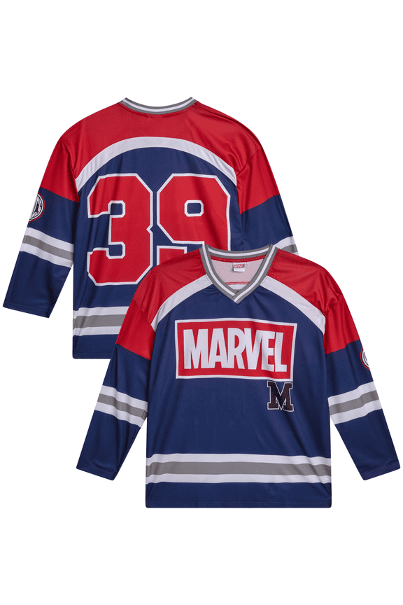 Mens Hockey Jersey - Spider-Man Mickey Mouse Punisher Long Sleeve Mesh Hockey Jerseys for Men