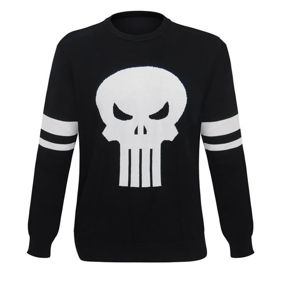 Marvel Mens Lightweight Black & White Punisher Sweater Top XL