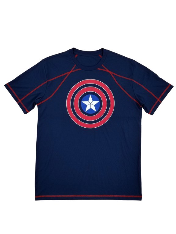 Mens Navy Blue Captain America Civil War Active T-Shirt Medium