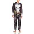 thumbnail image 1 of Marvel Mens Punisher Costume Fleece Hooded Union Suit Pajamas, 1 of 1