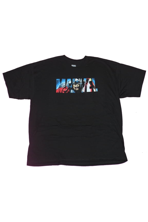 Marvel Mens T-Shirt- Captain America Image Inside Logo Image (Medium)