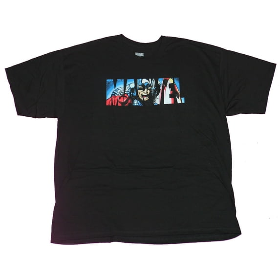 Marvel Mens T-Shirt- Captain America Image Inside Logo Image (Medium)