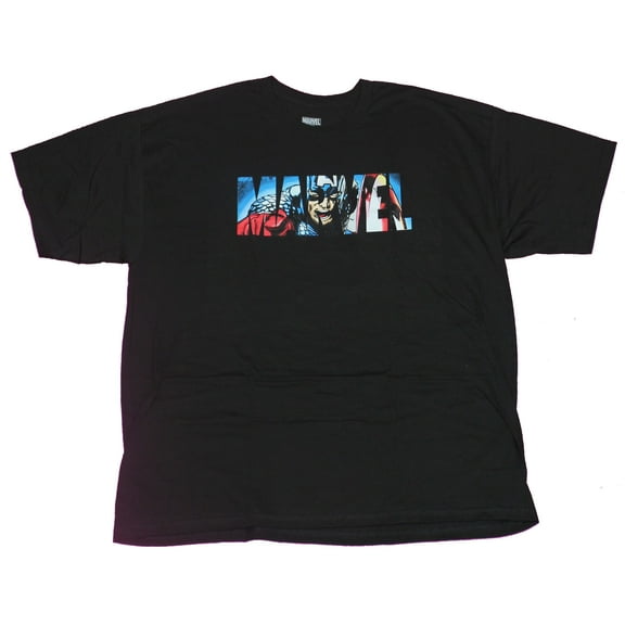 Marvel Mens T-Shirt- Captain America Image Inside Logo Image (Small)