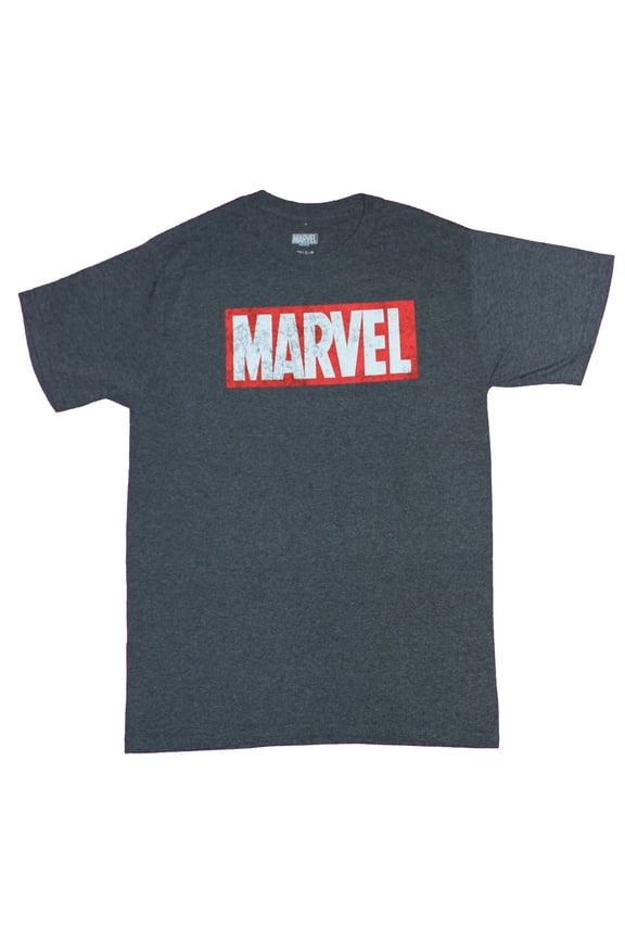 Marvel Mens T-Shirt - Classic Distresed Red Boxed Logo Image