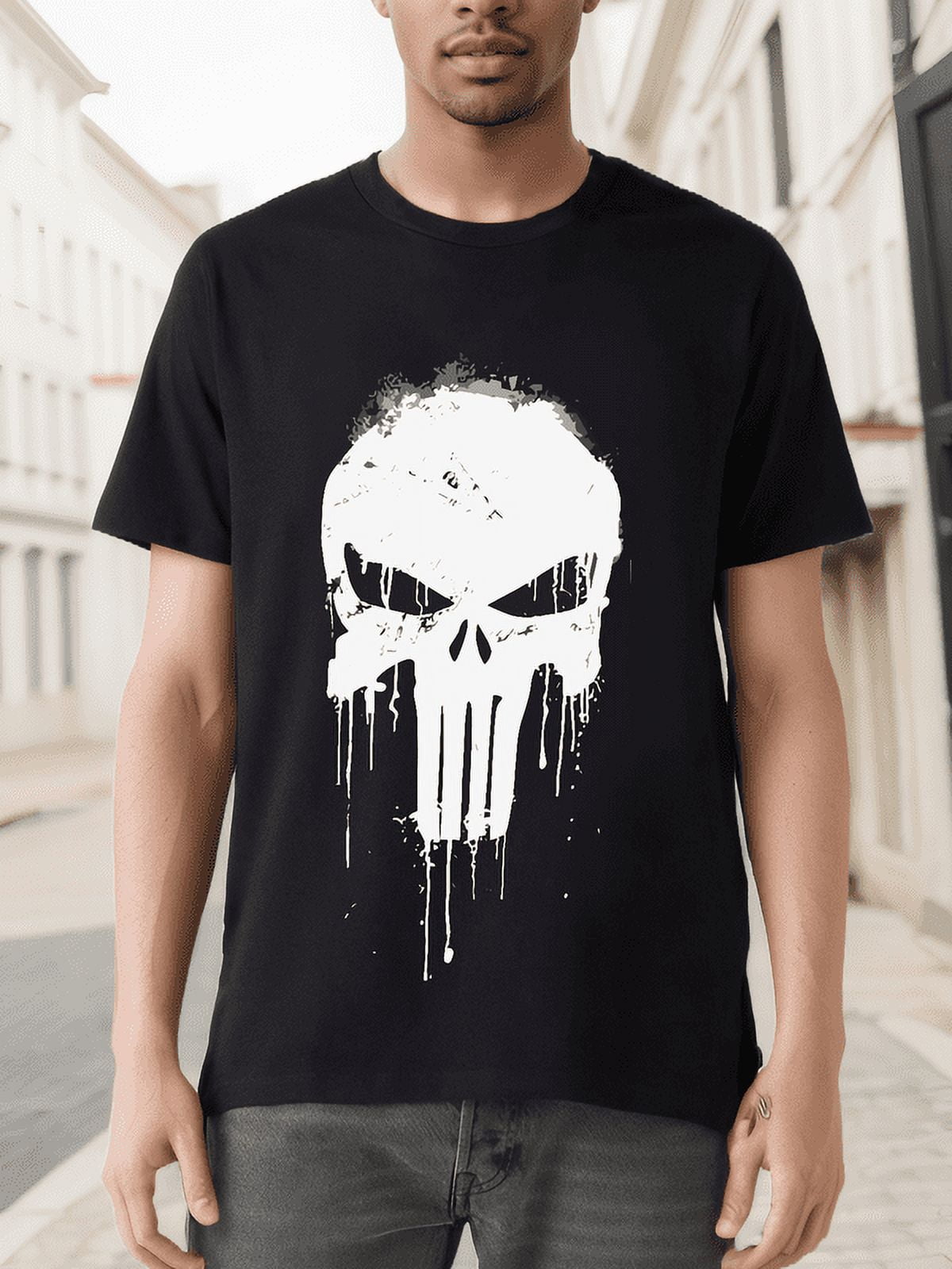 Marvel Mens The Punisher T-shirt Skull Black S-XXXL Official