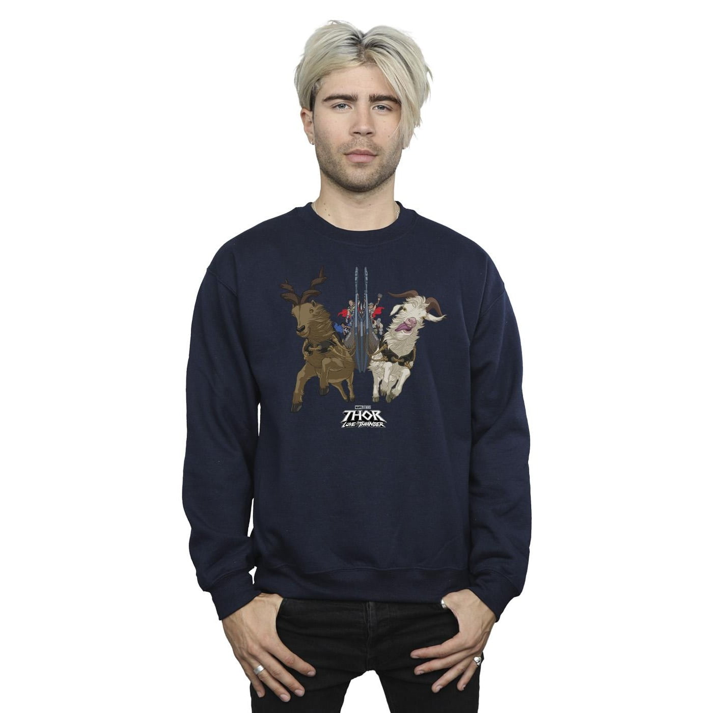 Marvel Mens Thor Love And Thunder Viking Ship Sweatshirt