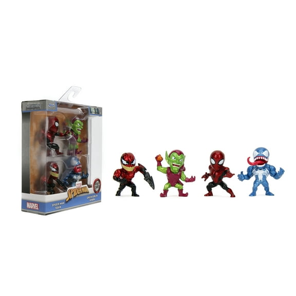 Jada Spider-Man Metalfigs 4-Pack Collectible 2.5 Metal Figures Spider-Man, Green Goblin, Toxin, Venom Classic Marvel Heroes