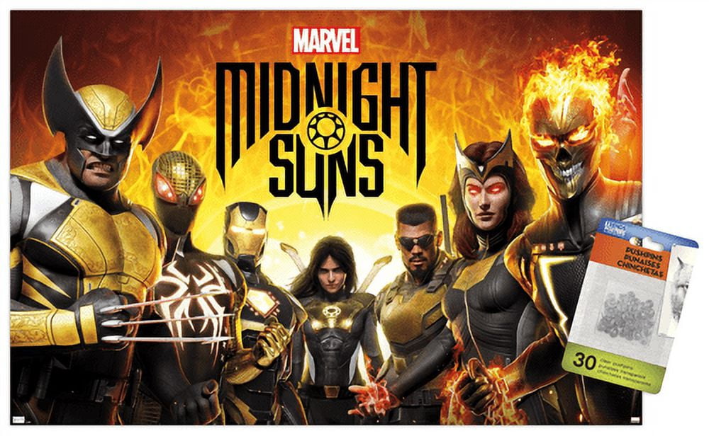 Marvel Midnight Suns - Key Art Wall Poster with Push Pins, 14.725" x 22.375"