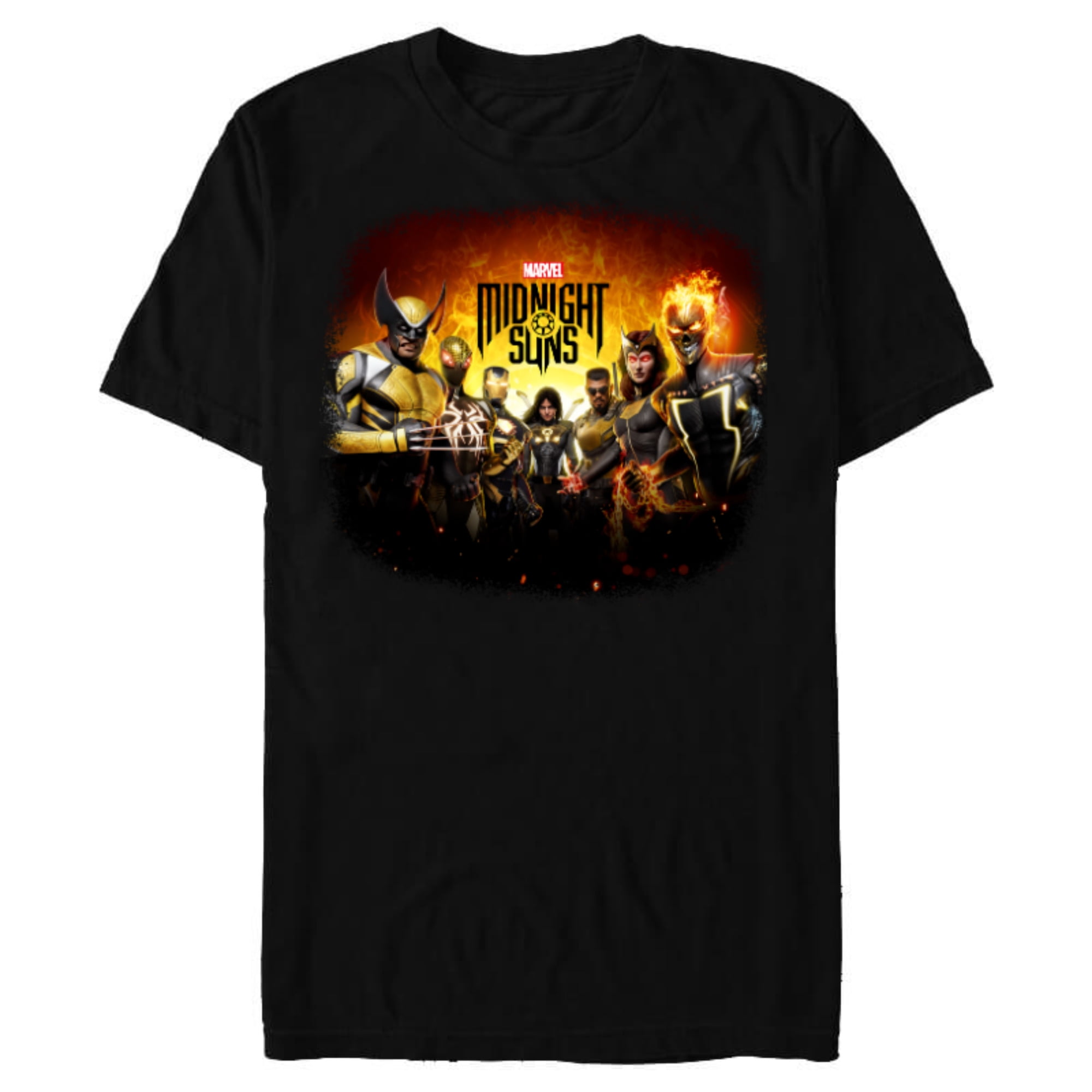Marvel Midnight Suns Wolverine Iron Man Spider-Man Blade - Short Sleeve Blended T-Shirt for Adults - Customized-Black