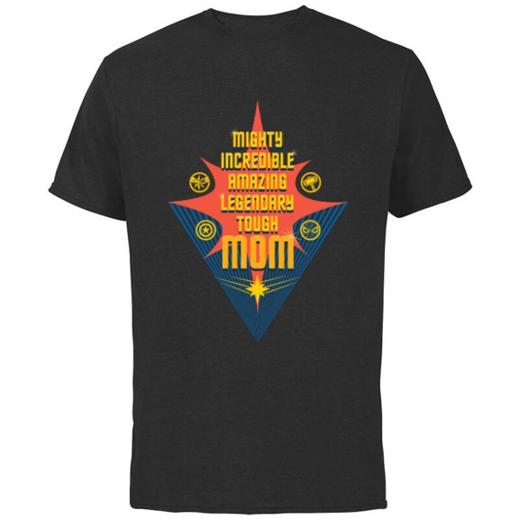 Marvel Mighty Incredible Amazing Legendary Tough Mom - Short Sleeve Cotton T-Shirt for Adults - Customized-Black