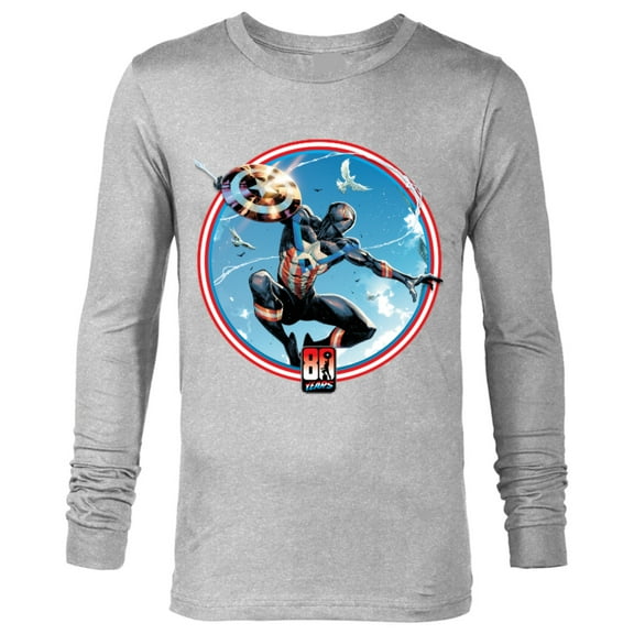 Marvel Miles Morales Captain America 80th Anniversary Covers Standard - Long Sleeve T-Shirt for Men – Customized-Athletic Heather