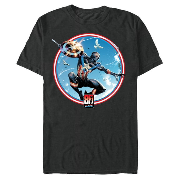 Marvel Miles Morales Captain America 80th Anniversary Covers Standard - Short Sleeve Blended T-Shirt for Adults – Customized-Dark Heather
