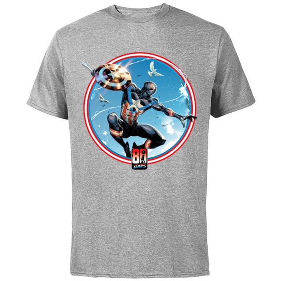 Marvel Miles Morales Captain America 80th Anniversary Covers Standard - Short Sleeve Cotton T-Shirt for Adults - Customized-Athletic Heather