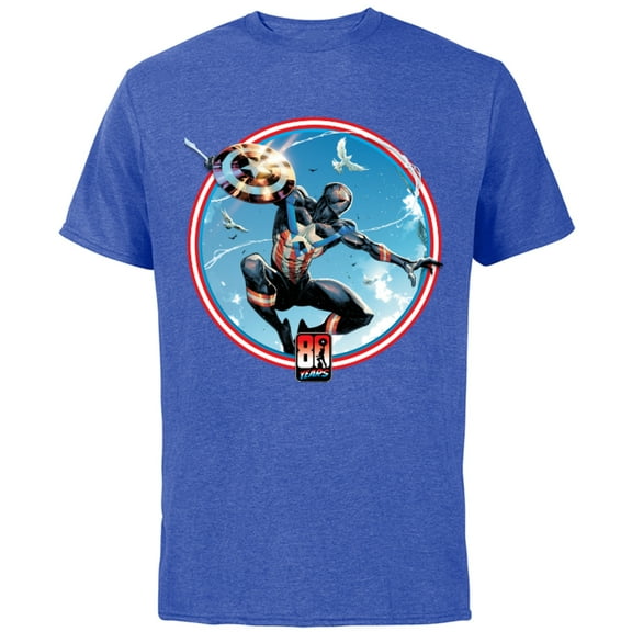 Marvel Miles Morales Captain America 80th Anniversary Covers Standard - Short Sleeve Cotton T-Shirt for Adults - Customized-Royal Heather