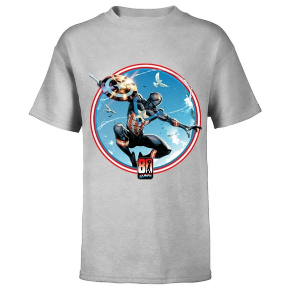Marvel Miles Morales Captain America 80th Anniversary Covers Standard - Short Sleeve T-Shirt for Kids – Customized-Athletic Heather