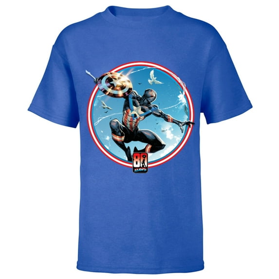 Marvel Miles Morales Captain America 80th Anniversary Covers Standard - Short Sleeve T-Shirt for Kids – Customized-Royal