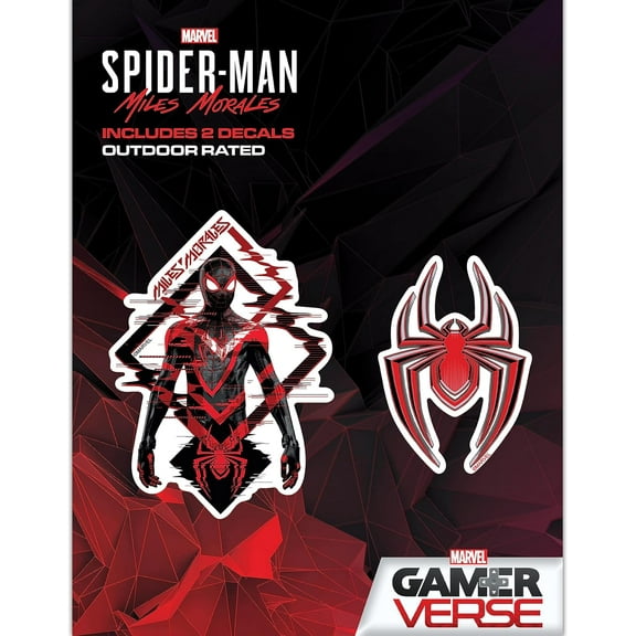 Marvel Miles Morales Decals - Set of 2 Spider-Man Vinyl Stickers for Water Bottle Bike Helmet Laptop Skateboard Car - Marvel Stickers for Kids and Adults