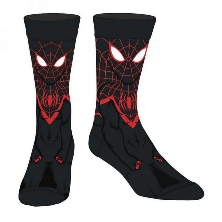 Marvel Miles Morales Ultimate Spiderman 360 Casual Character Crew Socks for  Men