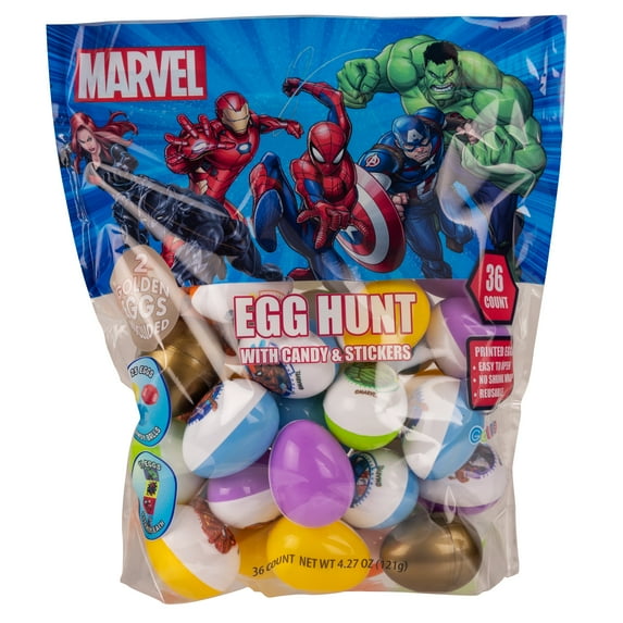 Marvel Mix 36 Count Egg Hunt Bag with Jellybeans and Stickers, 4.27 oz