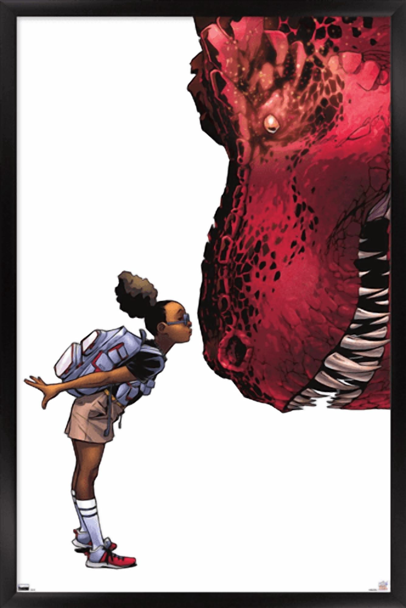 Marvel Moon Girl & Devil Dinosaur - Kiss Wall Poster, 14.725" x 22.375" Framed
