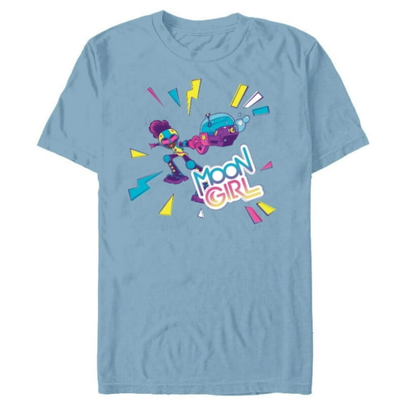 Marvel Moon Girl and Devil Dinosaur Bubble Blaster Go - Short Sleeve Blended T-Shirt for Adults - Customized-Ocean Blue