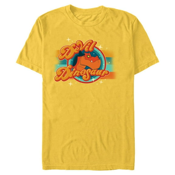 Marvel Moon Girl and Devil Dinosaur Dino Logo with Stars - Short Sleeve Blended T-Shirt for Adults - Customized-Yellow